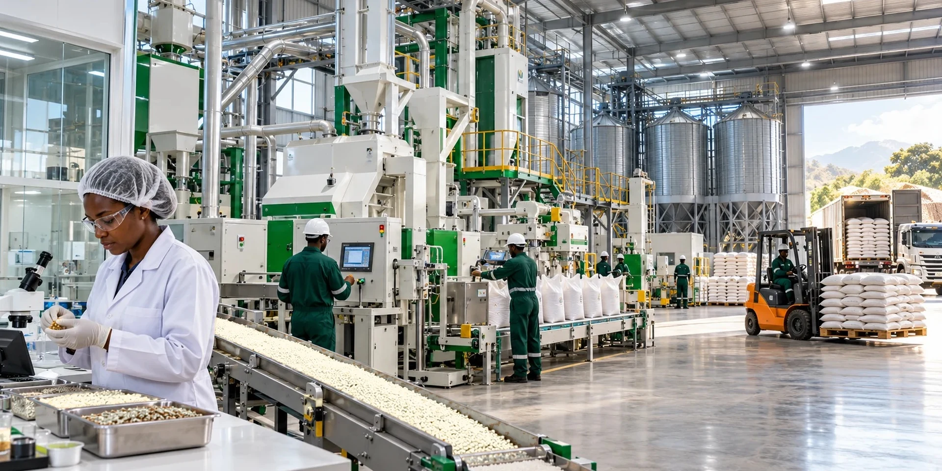 Grain processing and quality-control facility